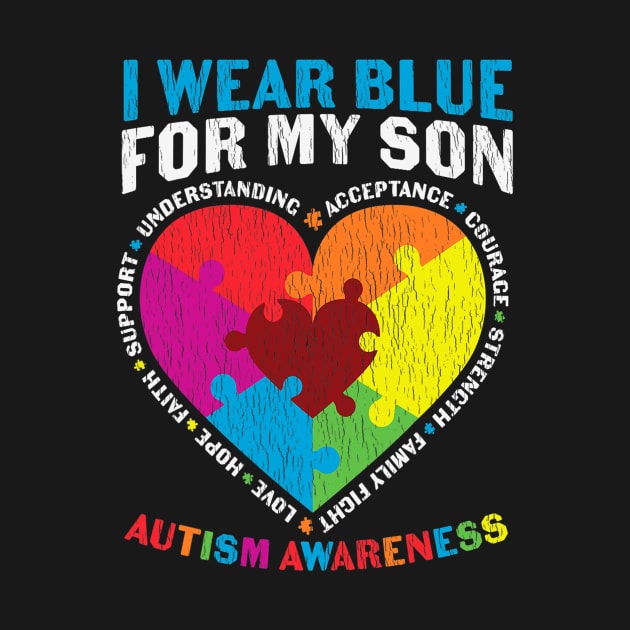 I wear Blue For My Son Autism Awareness Mom Dad Matching by cloutmantahnee