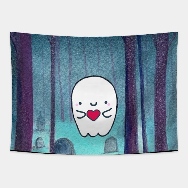 Happy Little Ghost Tapestry by staceyromanart