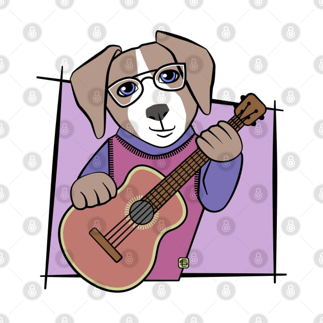 Dog and Guitar Purple by Sue Cervenka