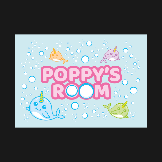 Personalised Narwhal 'Poppy's Room' Sea Unicorn Bedroom Poster Door Sign by LTFRstudio