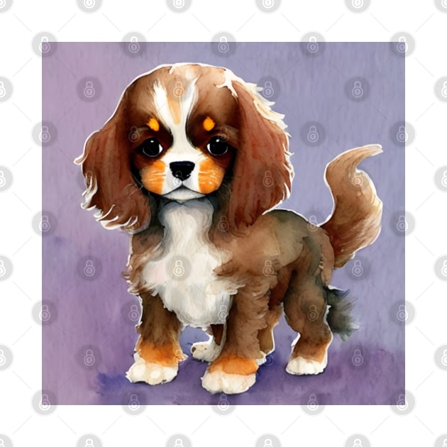 Cute Cavalier King Charles Spaniel Dog Puppy Art 5 by cutiepeaupies