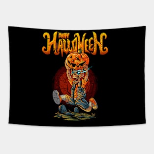 Happy Halloween Zombie Tapestry