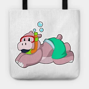 Hippo at Diving with Snorkel Tote