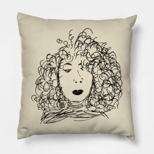 Curly Hair Lady Pillow