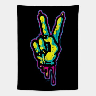 Zombie Monster Creature Peace Sign Tapestry