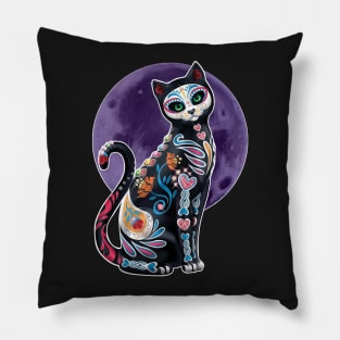 skull cat Pillow