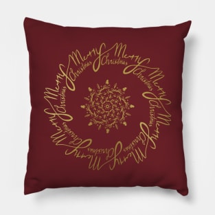 Merry Gold Christmas Pillow