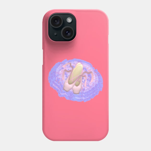 Ballet Toe Shoes and Tutu (Pink Background) Phone Case by Art By LM Designs 