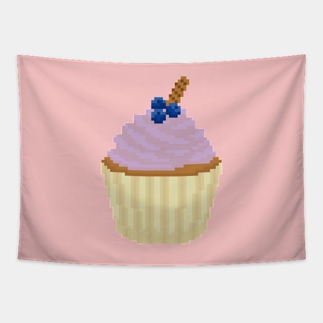 Purple cupcake pixel art Tapestry by toffany's