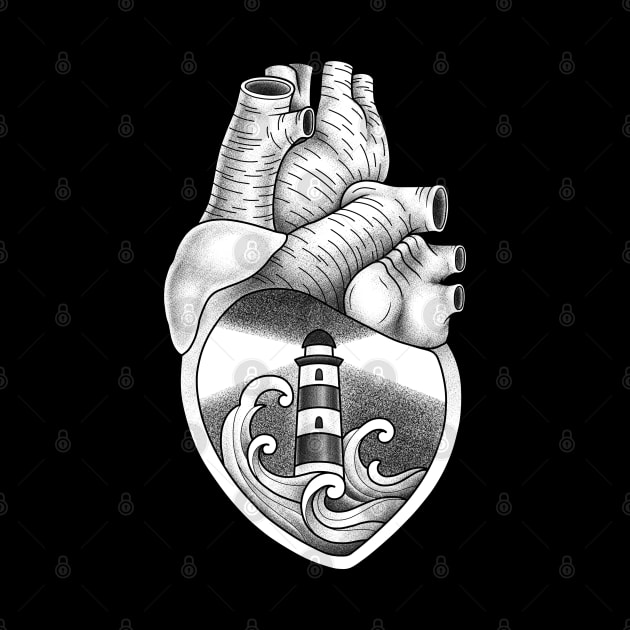 Navy heart with lighthouse by Smurnov