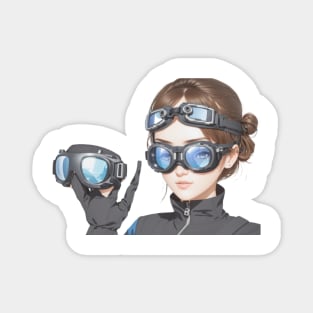 Girl with goggles Magnet