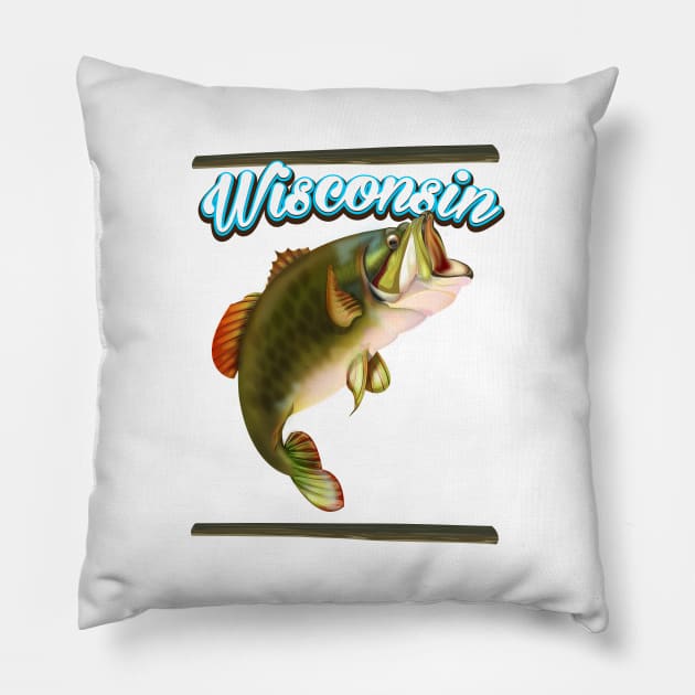 Wisconsin fishing poster Pillow by nickemporium1