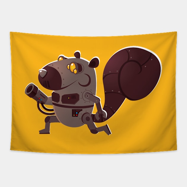 Robo Squirrel Tapestry by LAckas