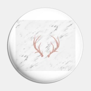 Rose gold antlers - soft white marble Pin