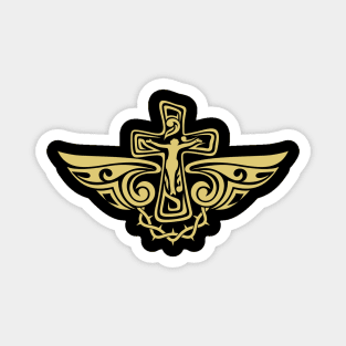 Jesus Christ on the cross. Tattoo style. Magnet