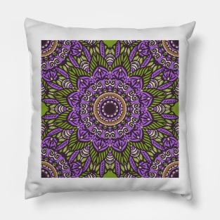 Mandala Botanical Flower Bohemian Pastel Art Colorful Paisley Pillow