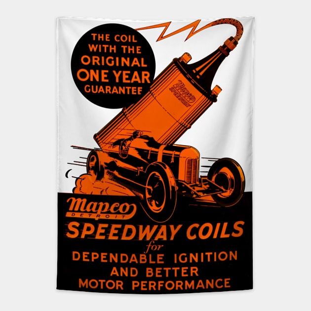 Vintage_Detroit_Mapco_Speedway_Coils Tapestry by MotorManiac