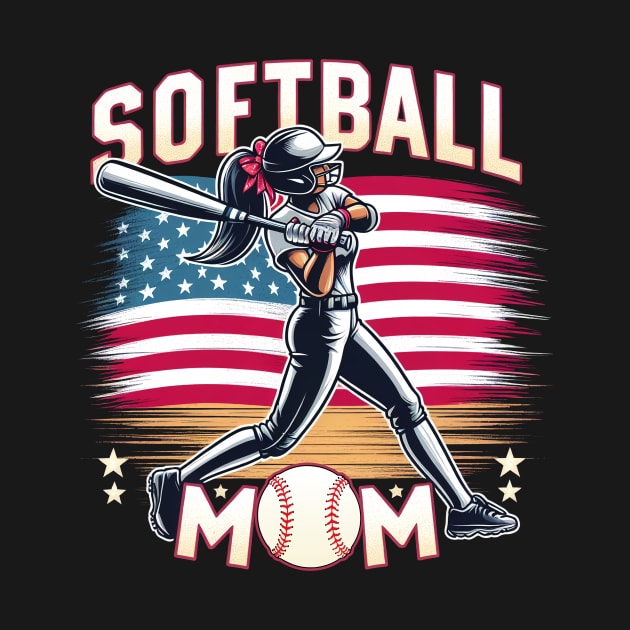 US Flag Softball Player Mom, mother's day by cyryley