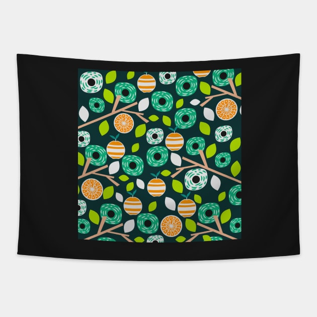 Oranges and flowers Tapestry by cocodes