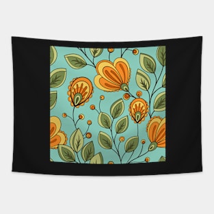 Colored Pattern with Vintage Floral Motifs Tapestry