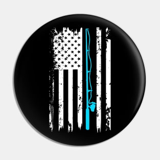 American Flag Fishing Vintage Pin