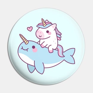 Cute Little Unicorn Riding Narwhal Pin