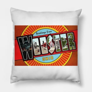 Greetings from Webster, Ohio - Vintage Large Letter Postcard Pillow