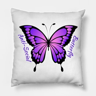 Pink Purple Anti Social Butterfly Pillow