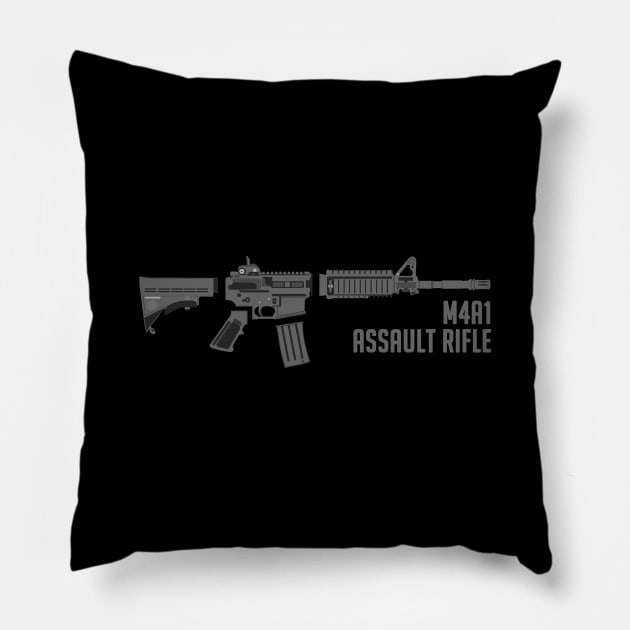 M4A1 assault rifle Pillow by fitripe