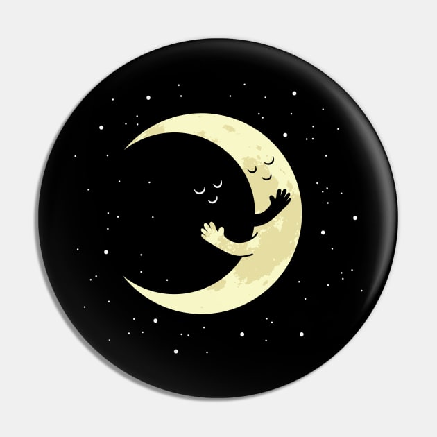 CRESCENT MOON HUG at night Pin by Midoart