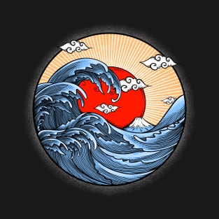 The great wave at afternoon-engravings style T-Shirt