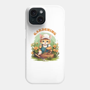 Cute cat doing gardening Phone Case