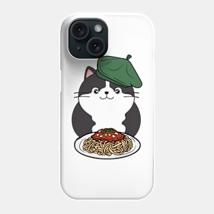 Cute Fat cat is eating spaghetti Phone Case