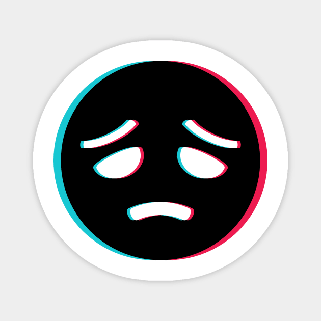 TikTok sad depressed emoji smiley Black Magnet by ThingyDilly