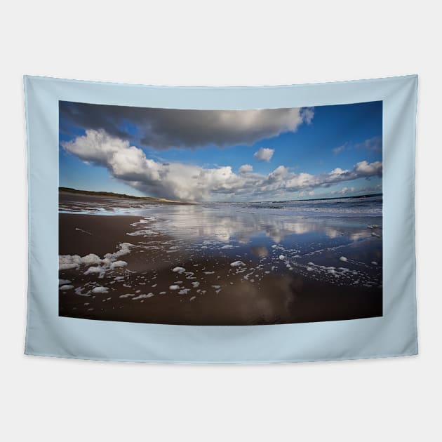 Sky reflections at Druridge Bay Tapestry by Violaman