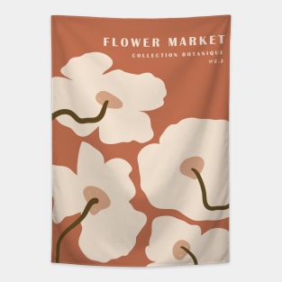 Flower market, Neutral print, Botanical art, Retro print, Aesthetic poster, Abstract beige flowers Tapestry