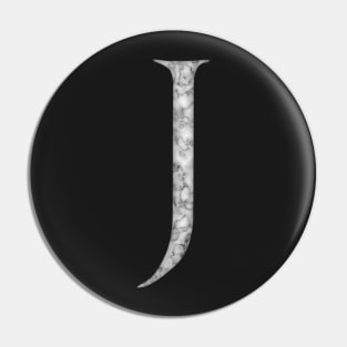 J in Roman White Marble Latin Alphabet Letter Sticker Pin