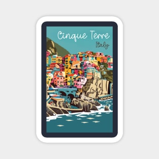 A Vintage Travel Art of Cinque Terre - Italy Magnet