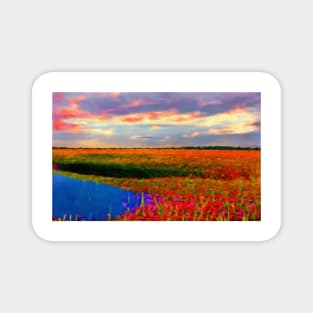 Floral Meadow at sunset Magnet