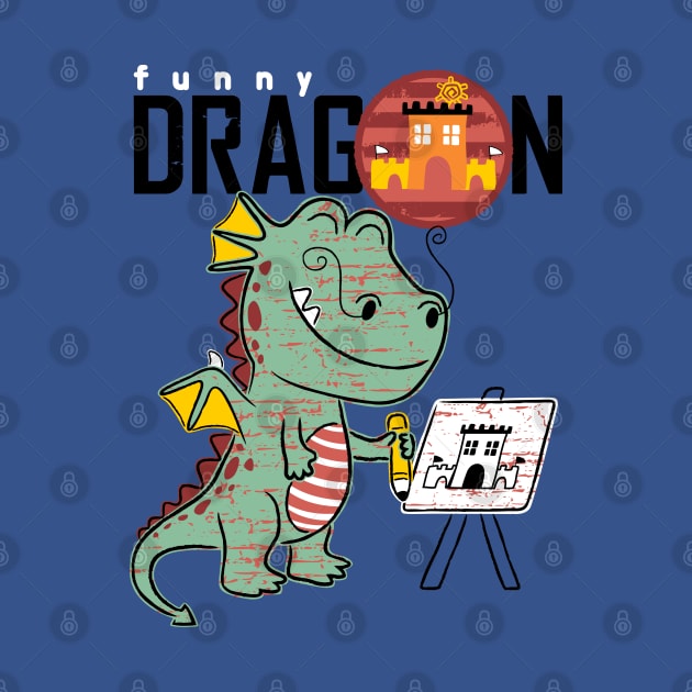 Funny dragon drawing illustration by Mako Design 