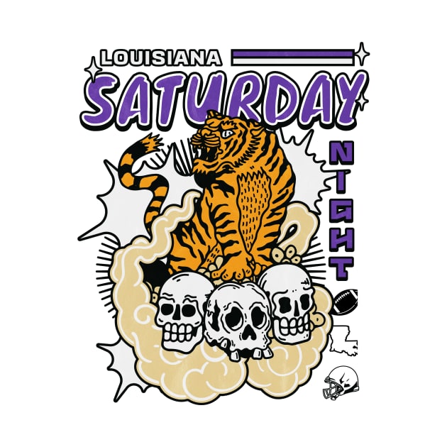 Retro Louisiana Saturday Night Manga Style Purple and Gold by SLAG_Creative