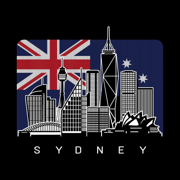 Sydney Australia Skyline Australian Flag by travel2xplanet