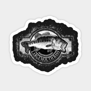 Largemouth Bass Vintage Black & White Magnet