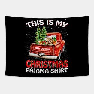 This Is My Christmas Pajama Shirt Pomeranian Truck Tree Tapestry