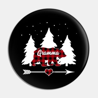 Gramma Bear Buffalo Red Plaid Matching Family Christmas Pin