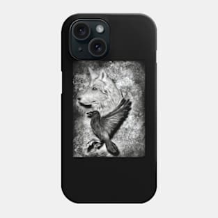 A wolf and a raven Phone Case