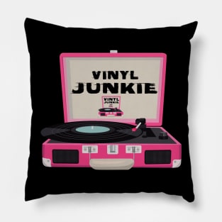 Vinyl Junkie Old School Record Player T-Shirt Pillow