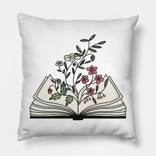 flowers growing from the book Pillow