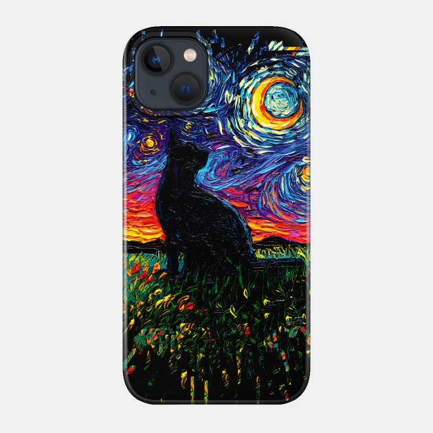 Black Cat Night (Splash Version) - Black Cat - Phone Case