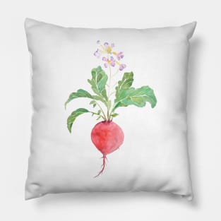 red  radish watercolor Pillow